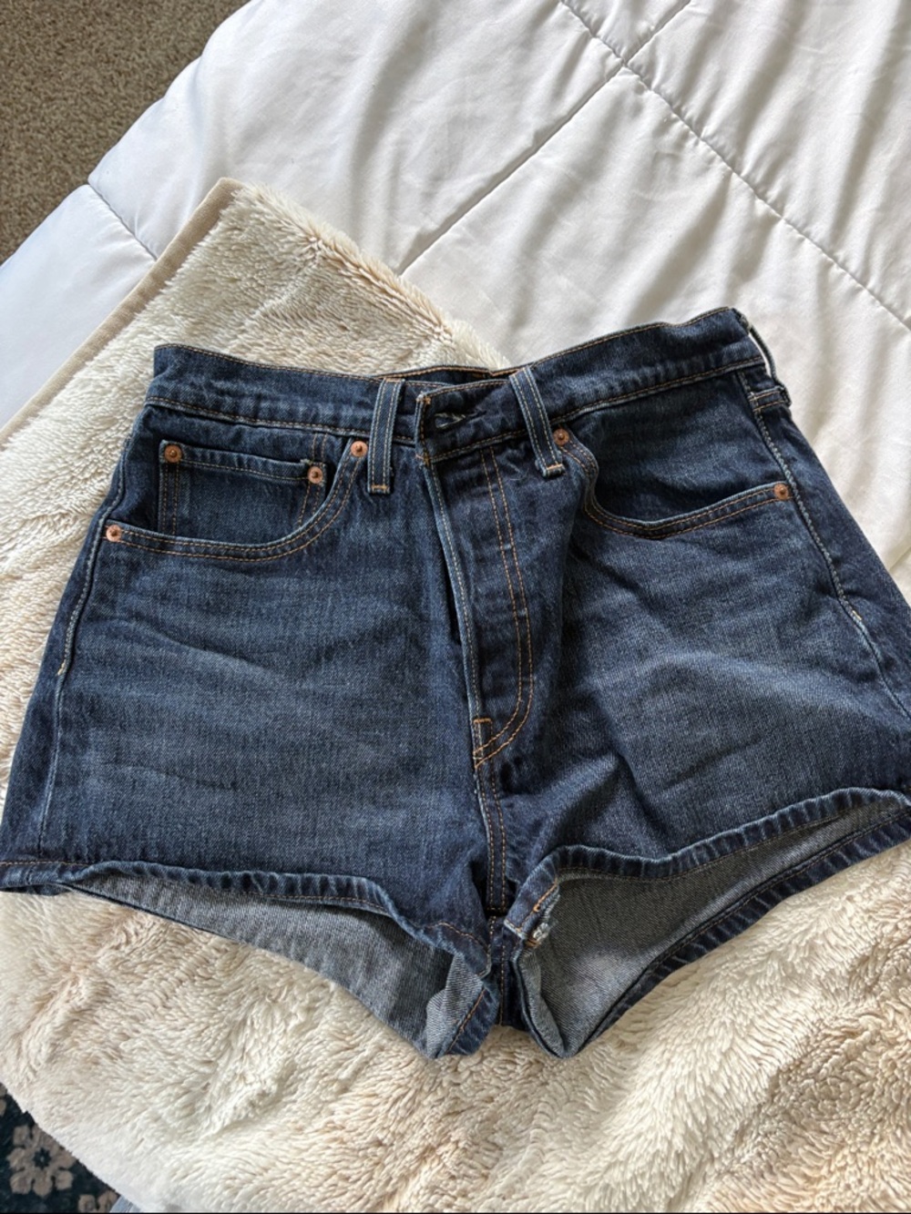 Levi's Dark Blue High-Rise Denim Shorts